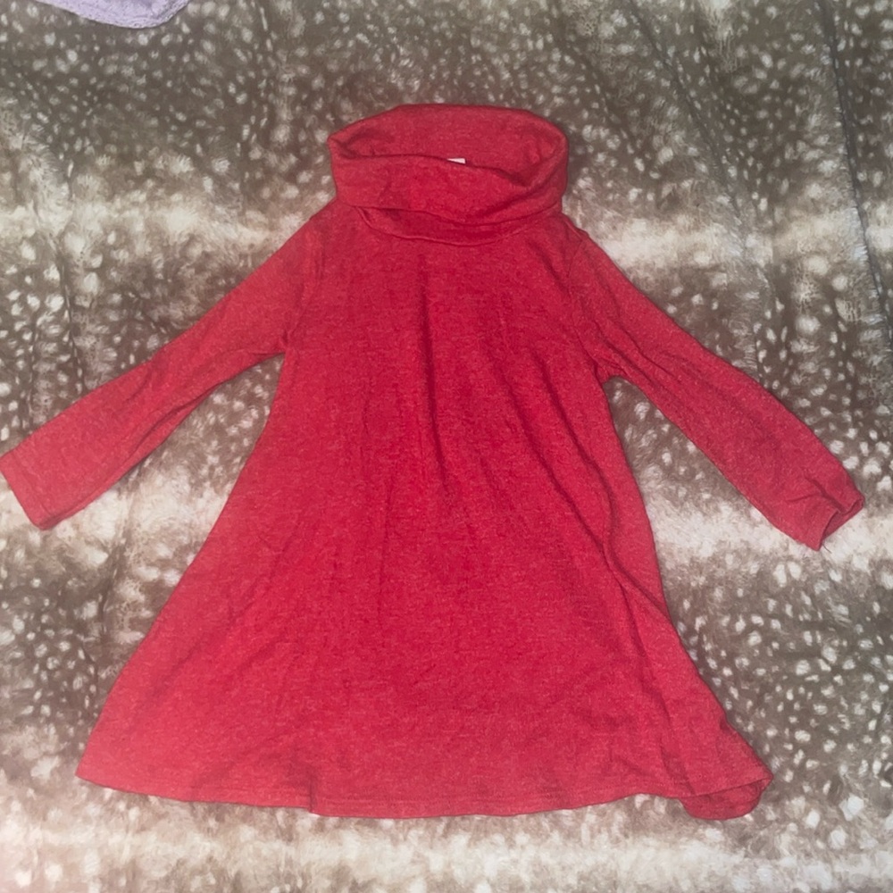 Girls 2T red cowl neck dress top